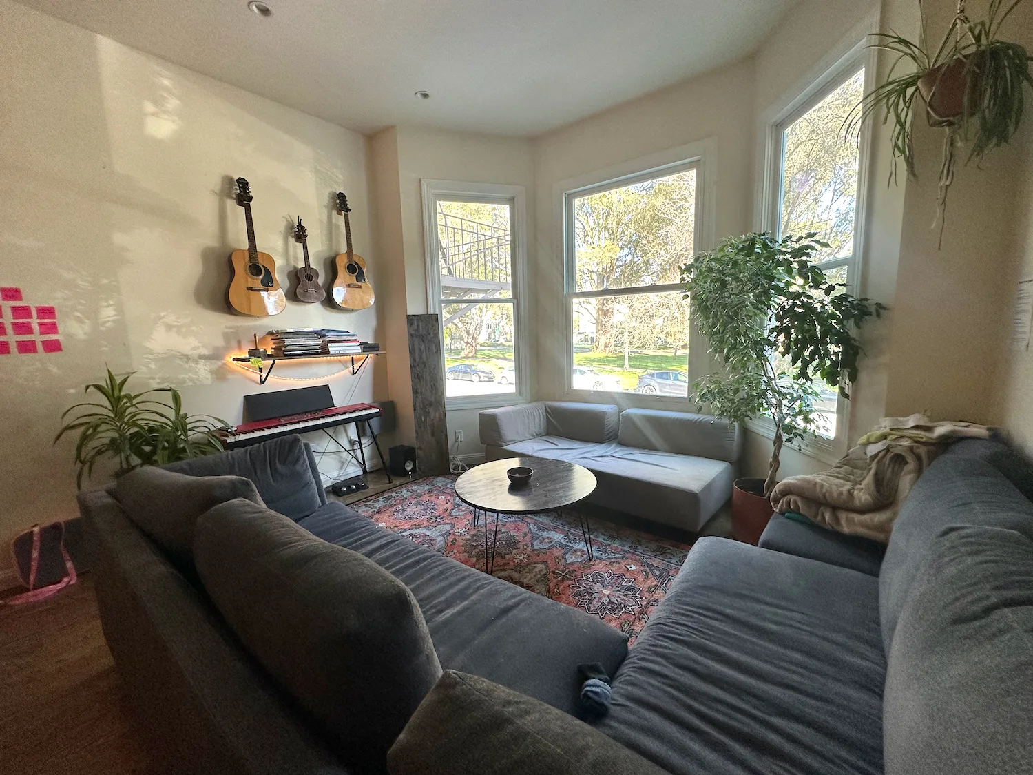 The middle floor living room, our main, central hangout space